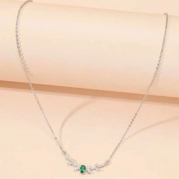 Emerald Leaf Charm Necklace