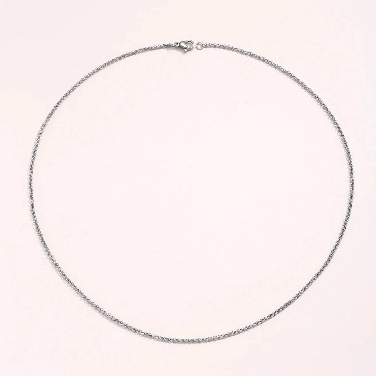 SILVER-TONE STAINLESS STEEL CURB CHAIN NECKLACE