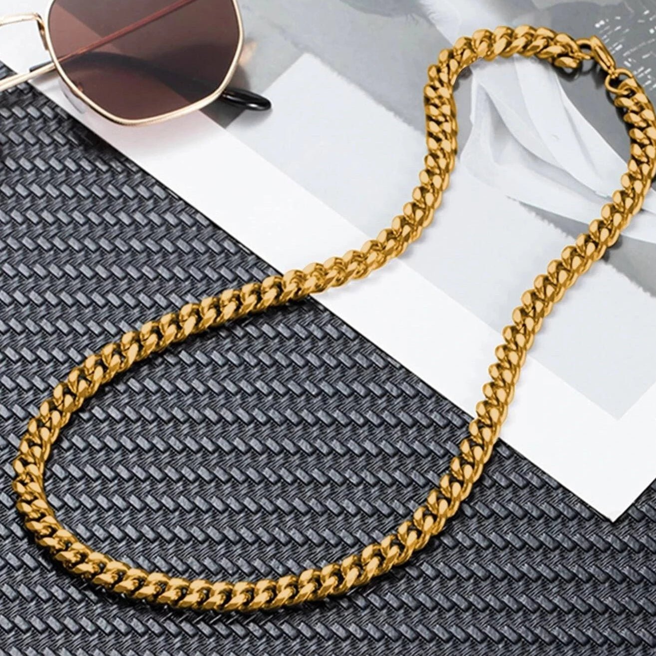 Black & Gold Stainless Steel Cuban Chain Necklace - IceGlint
